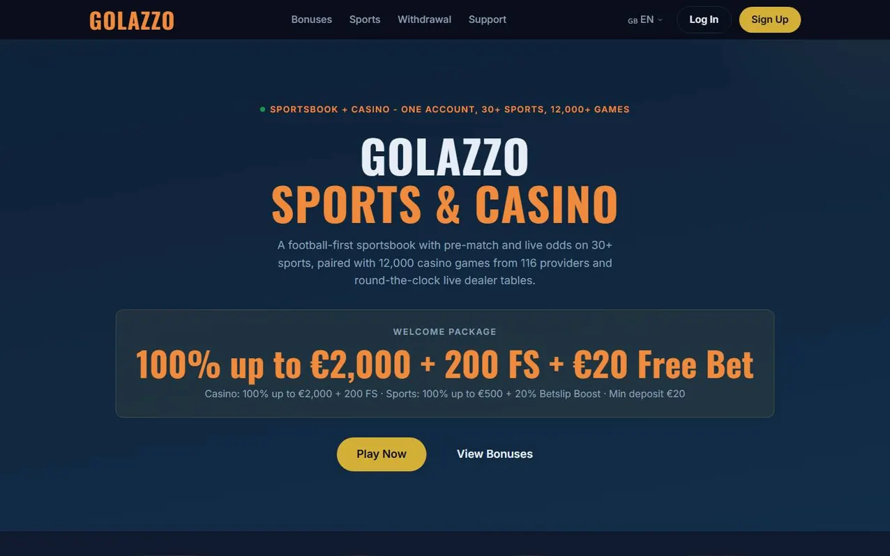 Startseite des Casinos &mdash; erster Eindruck.