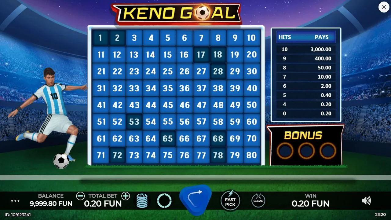 Screenshot aus der Demosession von Keno Goal
