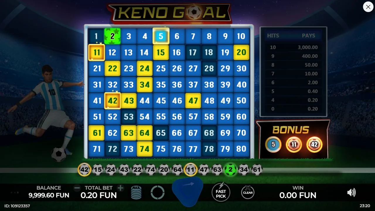 Screenshot aus der Demosession von Keno Goal