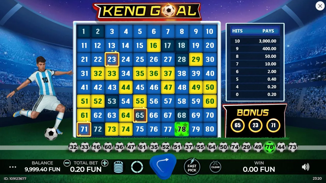 Screenshot aus der Demosession von Keno Goal