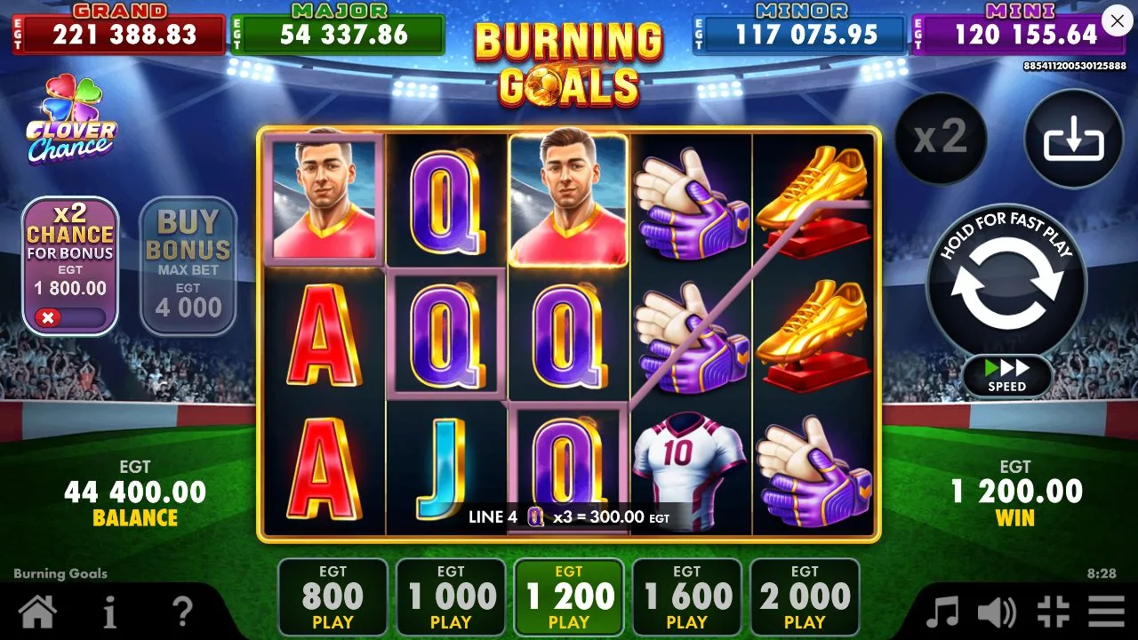 Screenshot aus der Demosession von Burning Goals