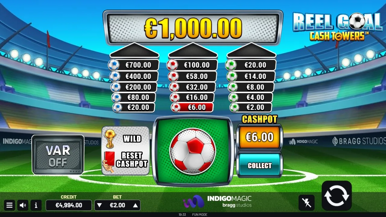 Screenshot aus der Demosession von Reel Goal Cash Towers