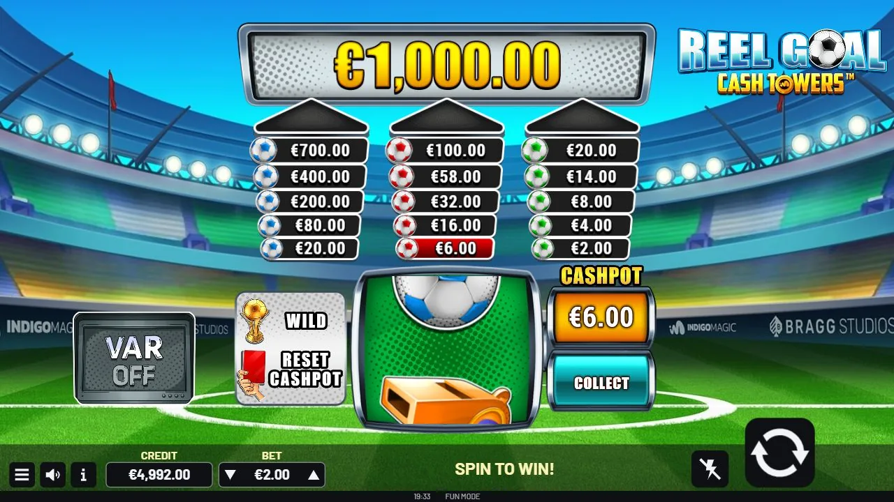 Screenshot aus der Demosession von Reel Goal Cash Towers