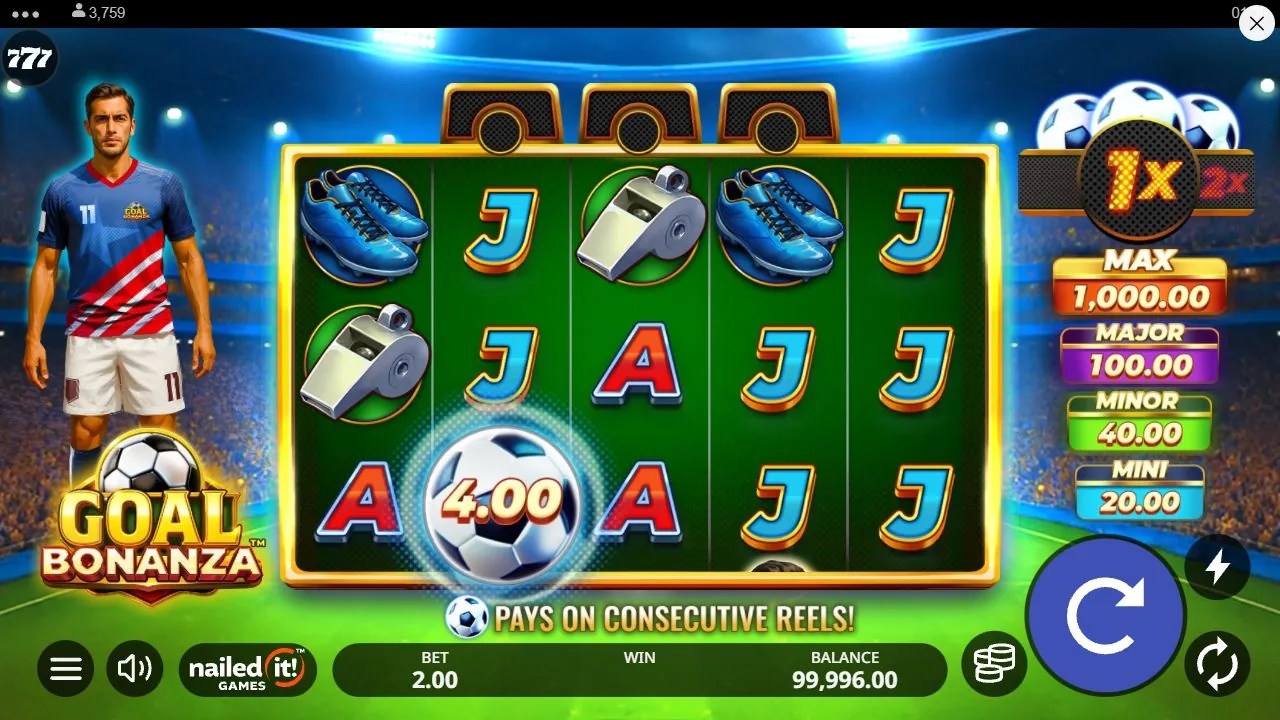 Screenshot aus der Demosession von Goal Bonanza