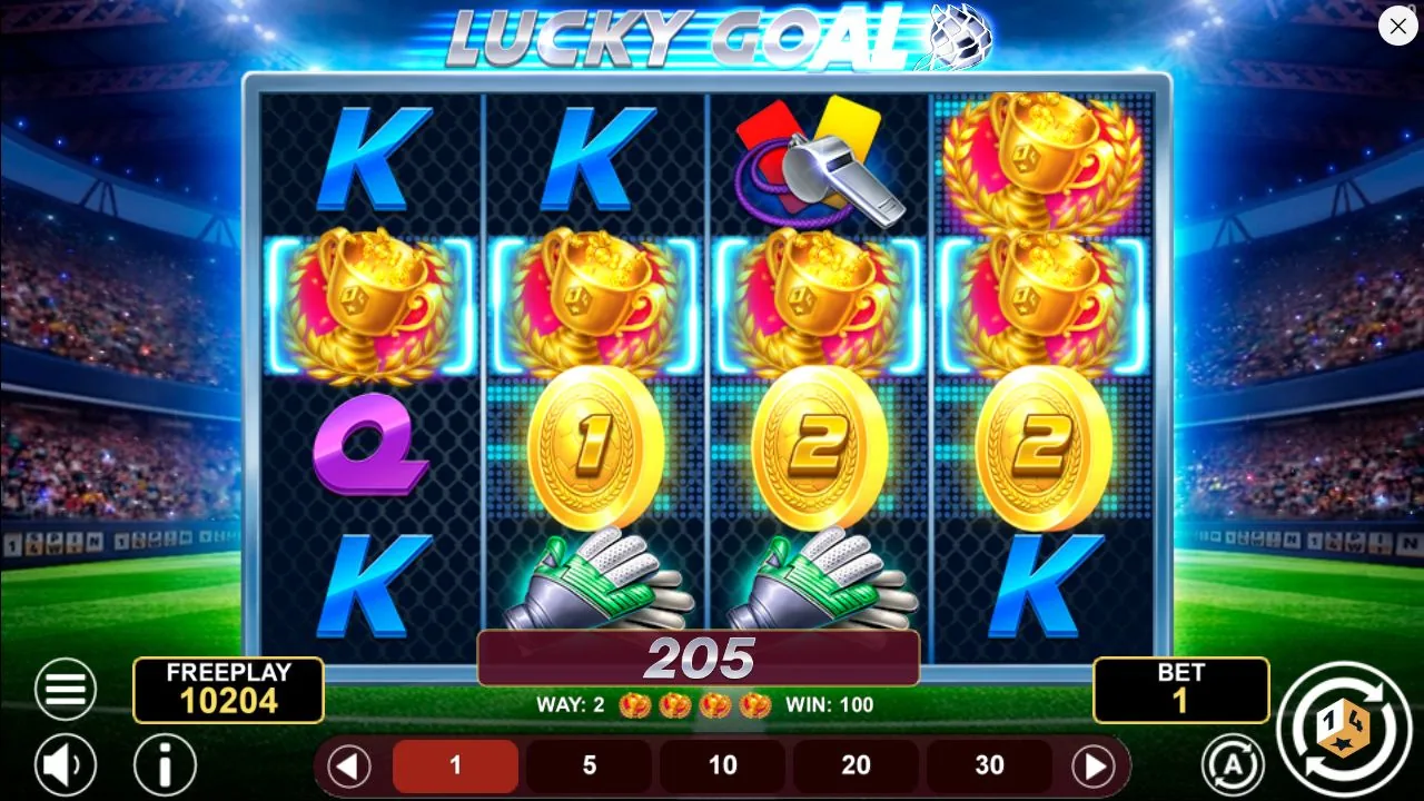 Screenshot aus der Demosession von Lucky Goal