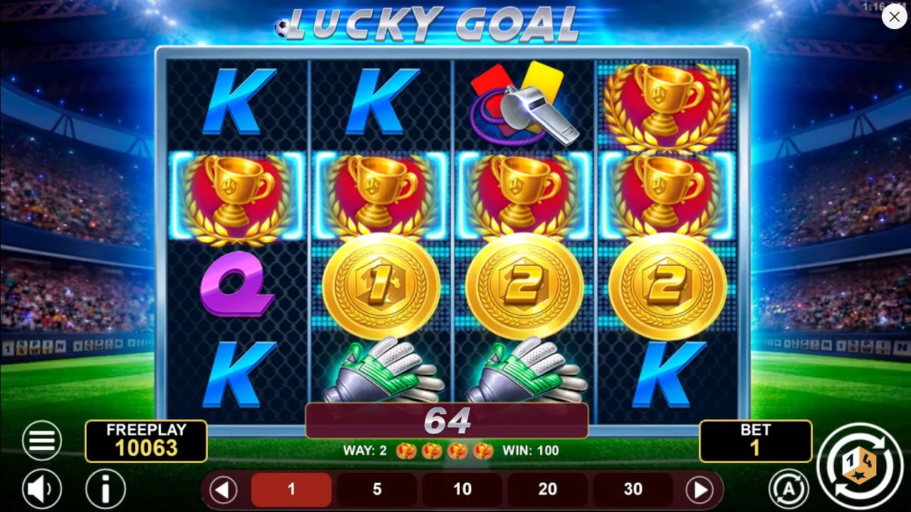 Screenshot aus der Demosession von Lucky Goal